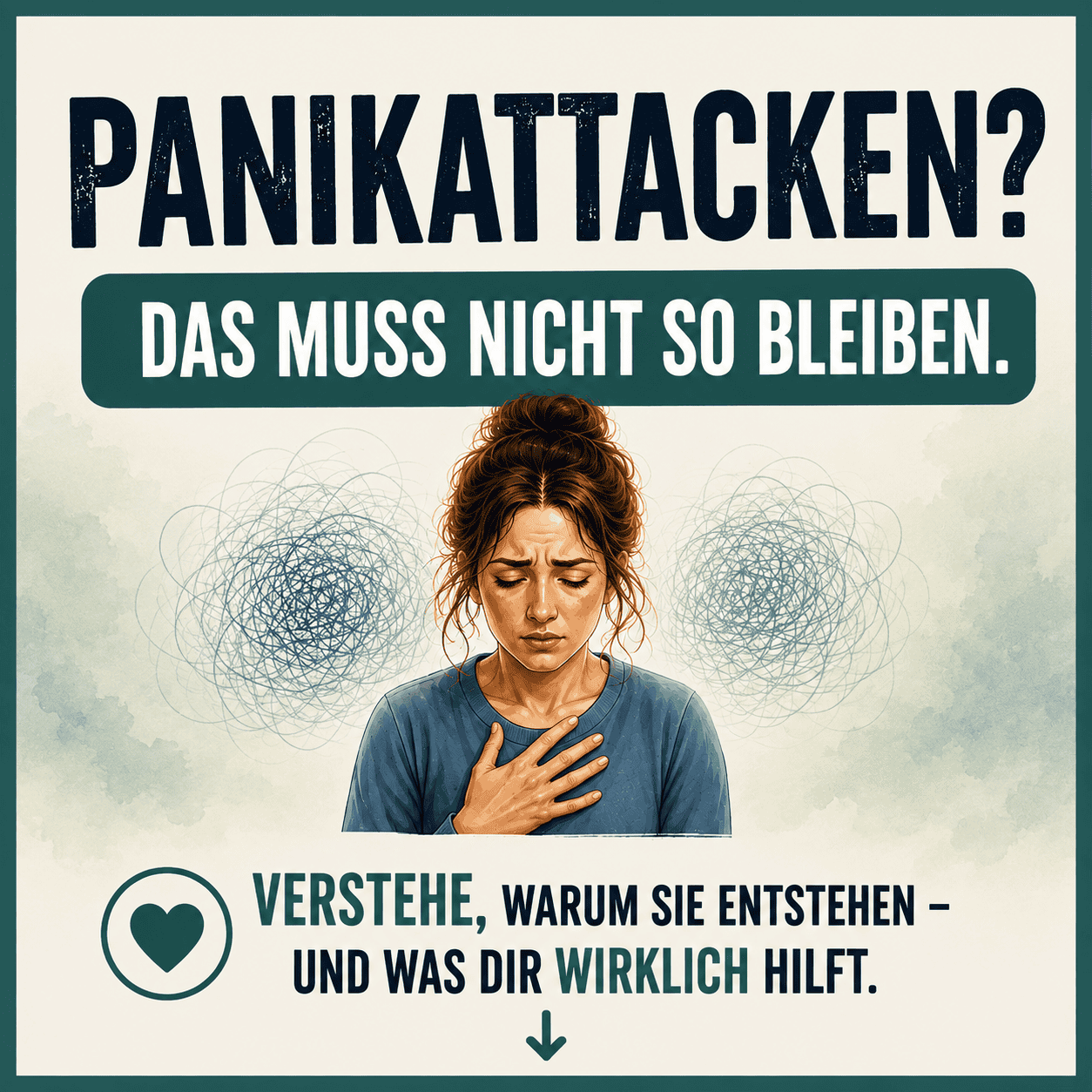 Panikattacken Symptome – Frau mit Herzrasen und Angstgefühl